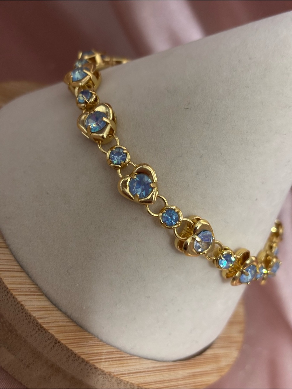 Gold-Tone Bracelet with Blue Aurora Crystal Accents